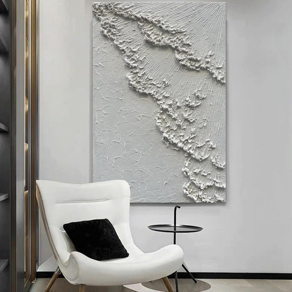NANKAI Art 45x30 inches Large White Thick Texture Abstract Oil Painting Hand-Painted sea Landscape Oil Painting Home Wall Decoration Art