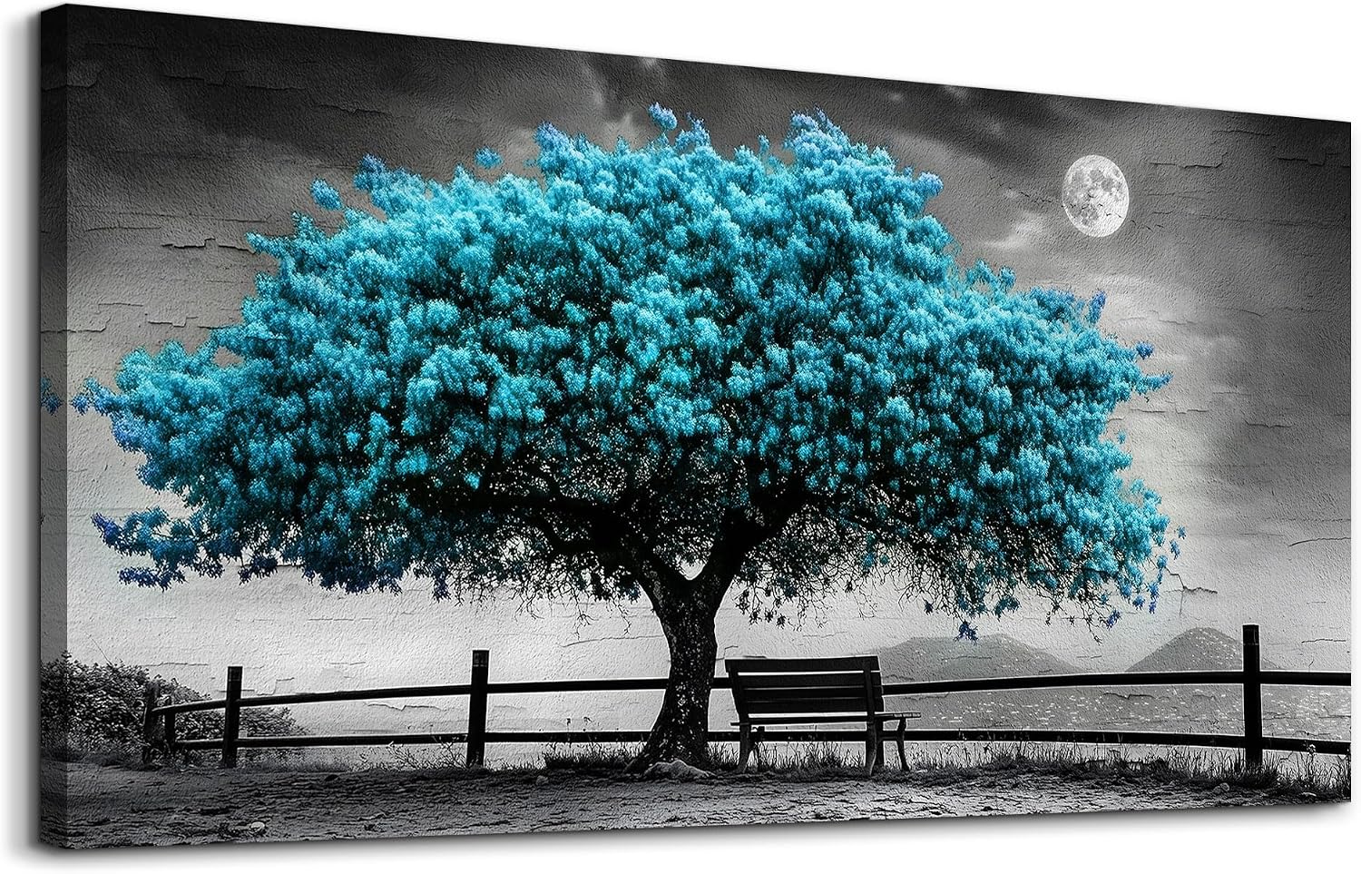KELIYUAN Canvas Blue Tree Painting Wall Art Home Decoration Large Size Black And White Suitable For Living Room Office Bedroom Wall Decoration Printed Painting Modern Can Be Hung Directly 30x60 In