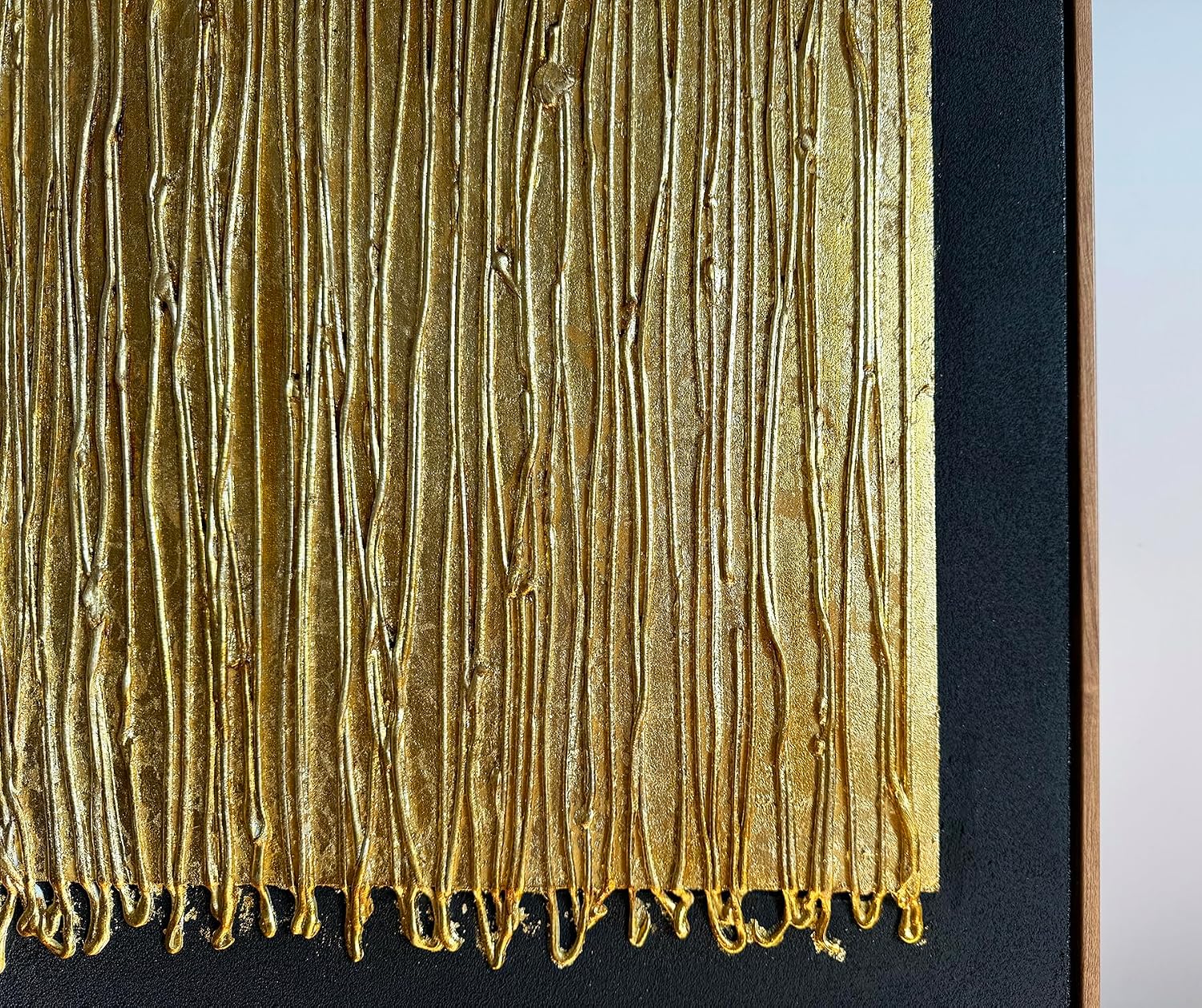Boiee Art,24x36Inch Handmade Minimalist Framed Wall Art Geometric Line Canvas Artwork Gold Black Oil Paintings