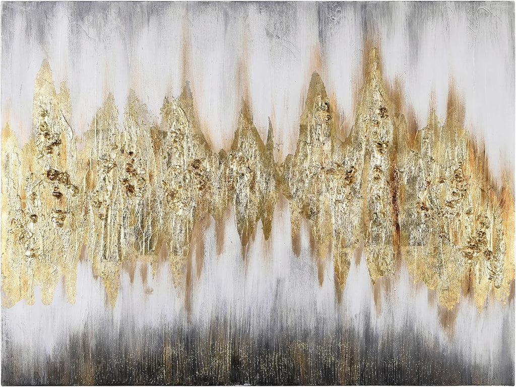 Empire Art Direct Abstract Wall Art Textured Hand Painted Canvas by Martin Edwards, Unframed, 40' x 30', Gold Frequency