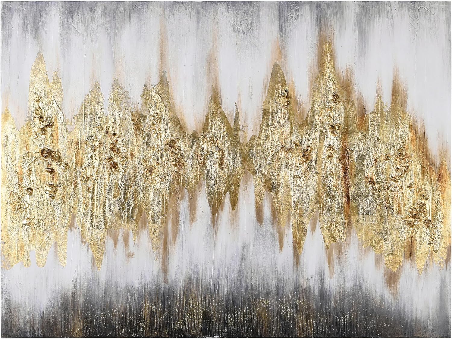 Empire Art Direct Abstract Wall Art Textured Hand Painted Canvas by Martin Edwards, Unframed, 40' x 30', Gold Frequency