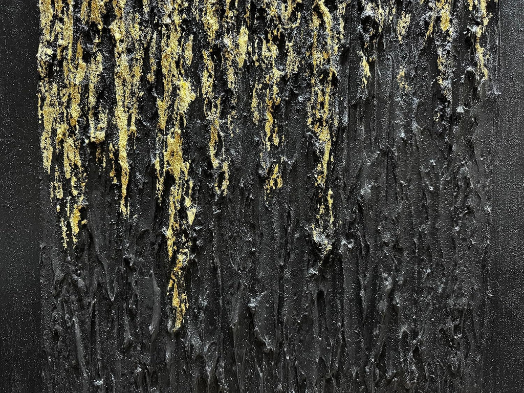 Boiee Art,24x36Inch Hand Painted Golden Textured Acrylic Canvas Paintings Modern Black Decorative Wall Art Abstract Framed Artwork
