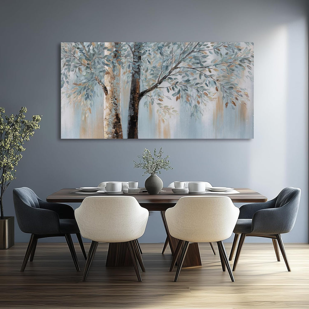 Tree Wall Art Bule Tree Painting Abstract Canvas Art Nature Artwork Framed for Living Room Bedroom Dinning Room Home Office Wall Decor 29'x58'