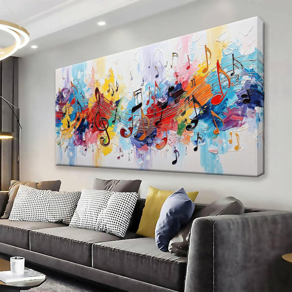 Suconvng Abstract Wall Art For Living Room Colorful Musical Note Canvas Art Wall Decor Large Wall Art Print Abstract Art Painting Print For Home Bedroom Decor Hotel Artwork 29 X 58 Inch