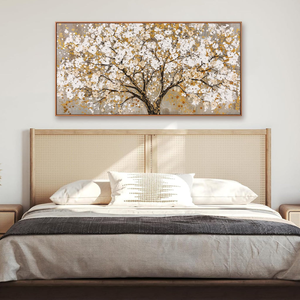 Wall Art Gold Nature Tree Of Life Abstract Canvas Painting Picture Modern Wall Art Print Landscape Artwork Framed For Living Room Bedroom Bathroom Office Home Decor 24' X 48'Painting