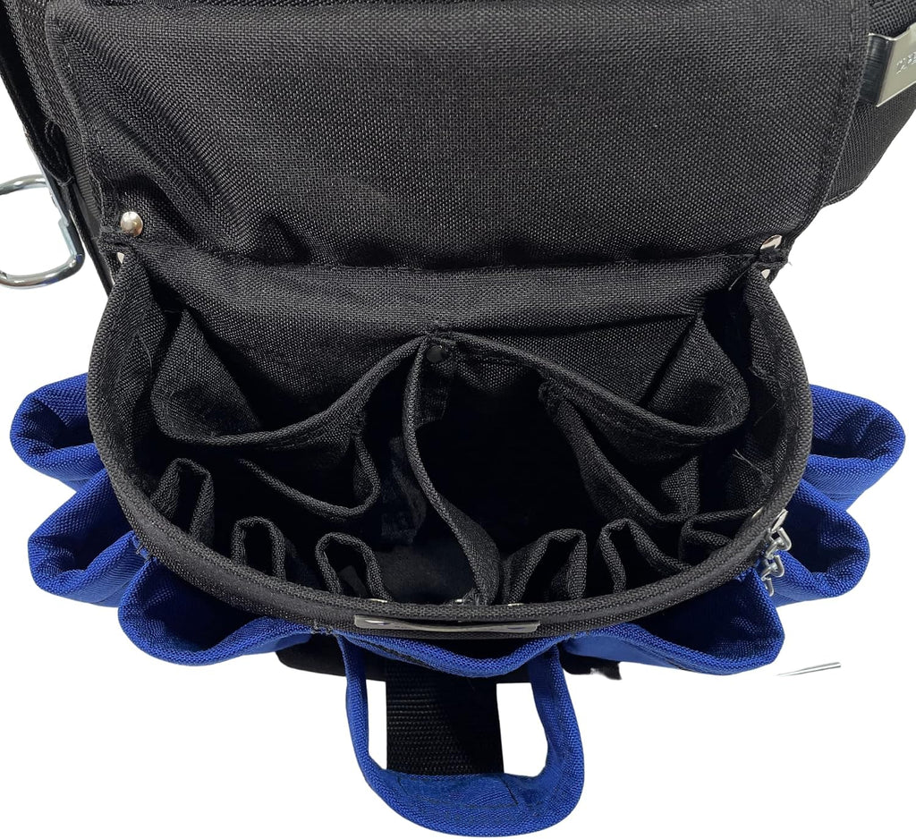 BOULDER BAG Ultimate Electrician's MAX Combo with Comfort Back Support Tool Belt, Leather Belt Buckle, Heavy Duty Work Belt, Blue, (Small 24-27 Inch Waist), Tool Belt Made in USA