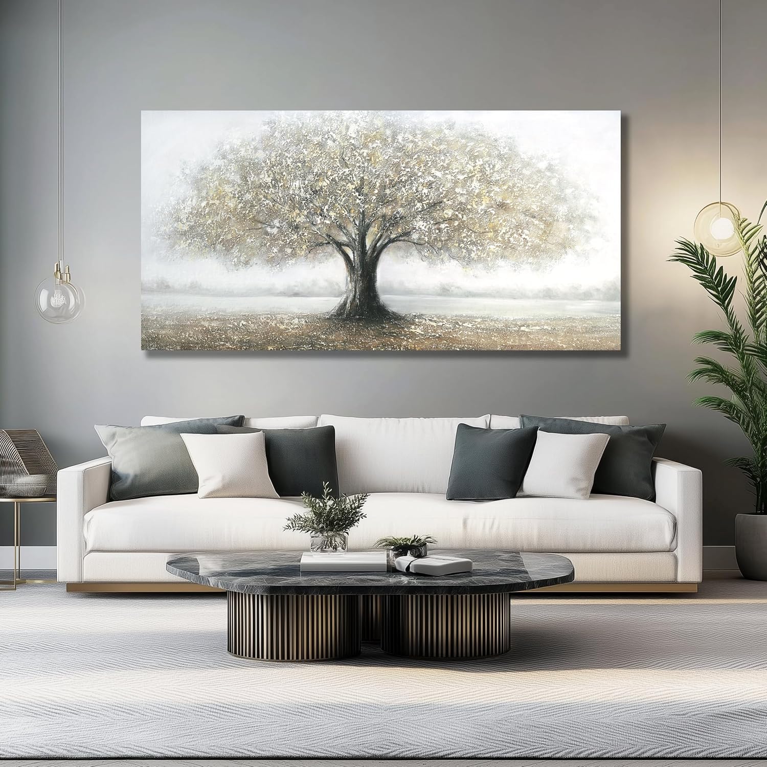 Yuaxker Tree of Life Wall Decor Gold Wall Art Large Landscape Art Modern Minimalist Canvas Painting for Living Room Bedroom Dining Room Office Home Decor 30x60 Inch