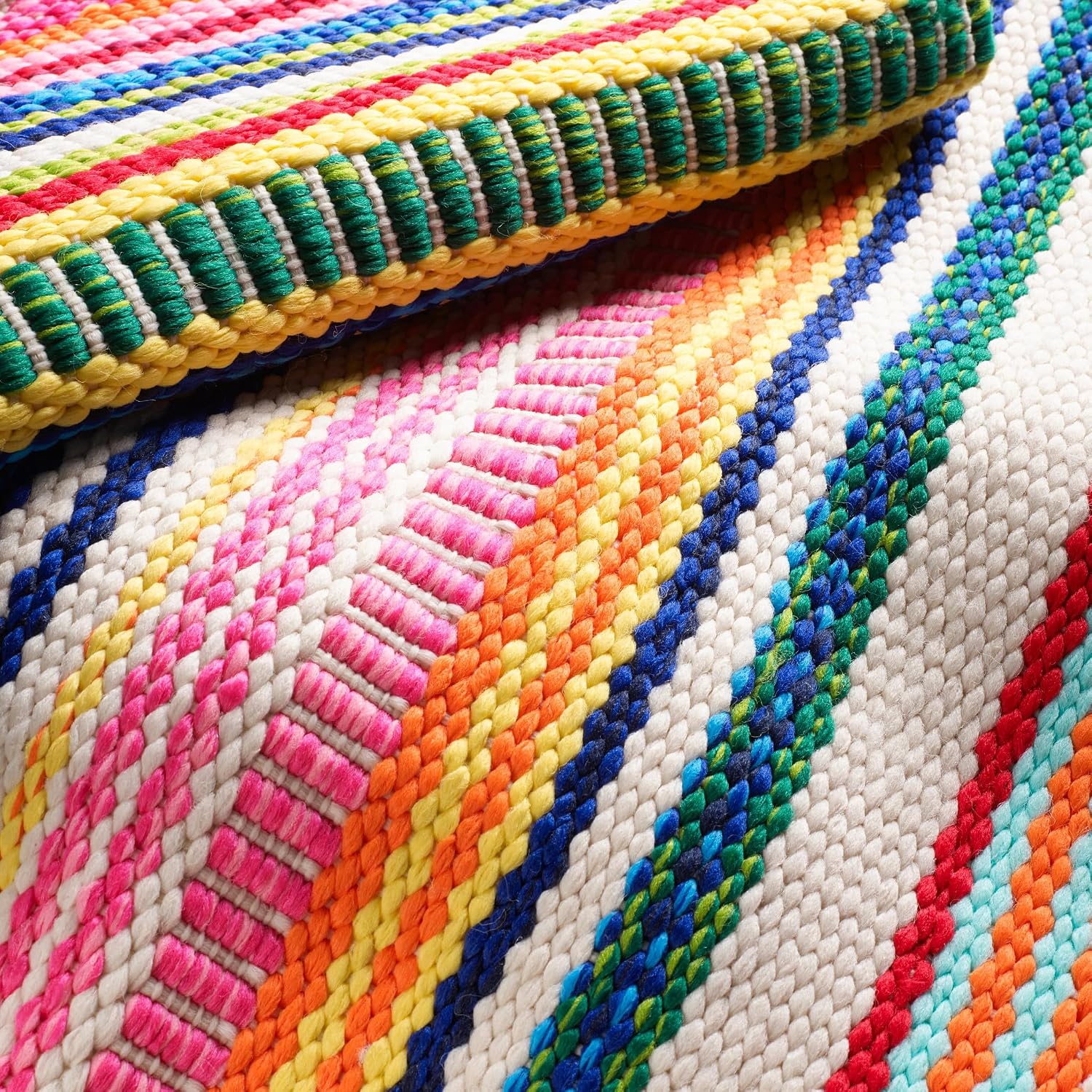 Dash & Albert Bright Stripe Handwoven Indoor/Outdoor Rug, 7.5 X 9.5 Feet, Multicolored Stripe Pattern