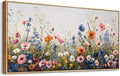 Wapluam Large Framed Canvas Wall Art For Living Room & Bedroom - Abstract Flowers Wall Painting - Modern Home Decor - Wood Framed 30' x 60'