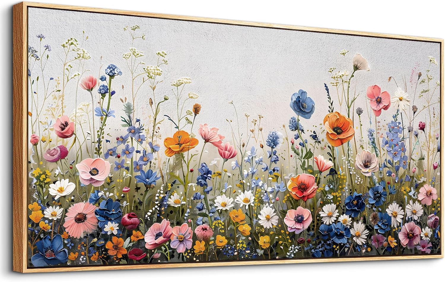 Wapluam Large Framed Canvas Wall Art For Living Room & Bedroom - Abstract Flowers Wall Painting - Modern Home Decor - Wood Framed 30' x 60'
