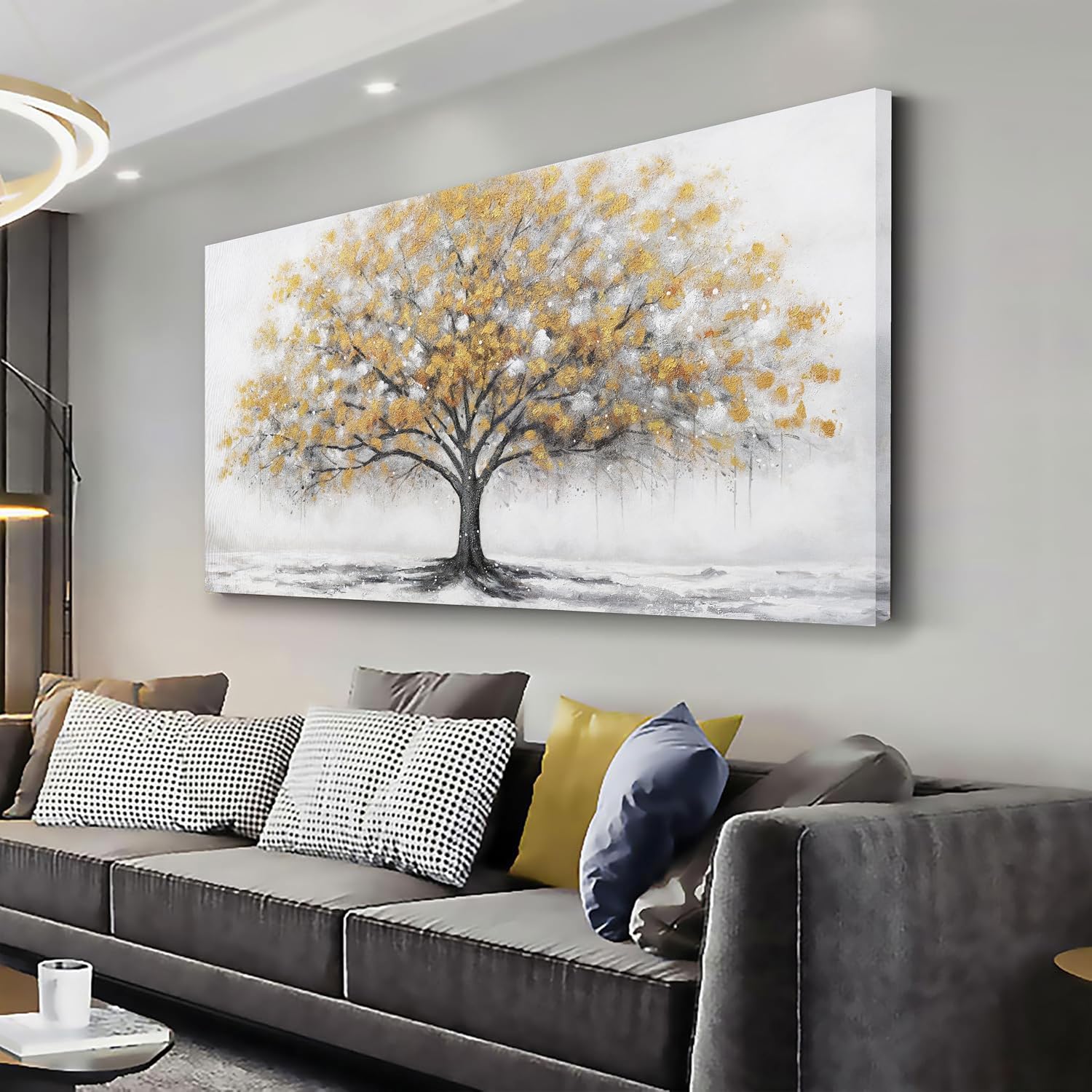 Glvzygy Wall Art Abstract Gold Tree of Life Canvas Modern Art Oil Painting Texture Tree Painting Living Room Bedroom Dining Room Home Office Decor Wall Decor 29' x 58'