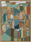 Kate and Laurel Sylvie Stardust Chords Framed Canvas Wall Art by Leah Nadeau; 28x38 Natural; Decorative Abstract Mosaic Inspired Art Print