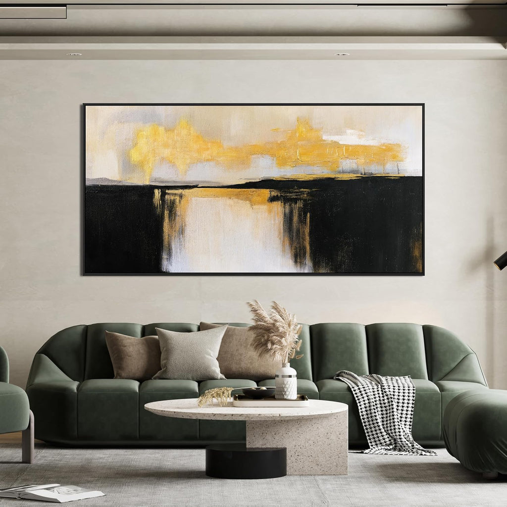 Canvas Wall Art Decor Large Framed Wall Art Decorations Wall Art Pictures For Living Room Abstract Black and Gold Wall Art Prints Abstract Canvas Art Wall Decor Bedroom Office Decor 29' x 58'