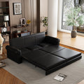 93.7' Pull Out Sofa Bed King Size with Pillows,3-in-1 Convertible Sleeper Couch with Nails Trim,PU Leather 3 Seater Sofabed for Living Room,Black