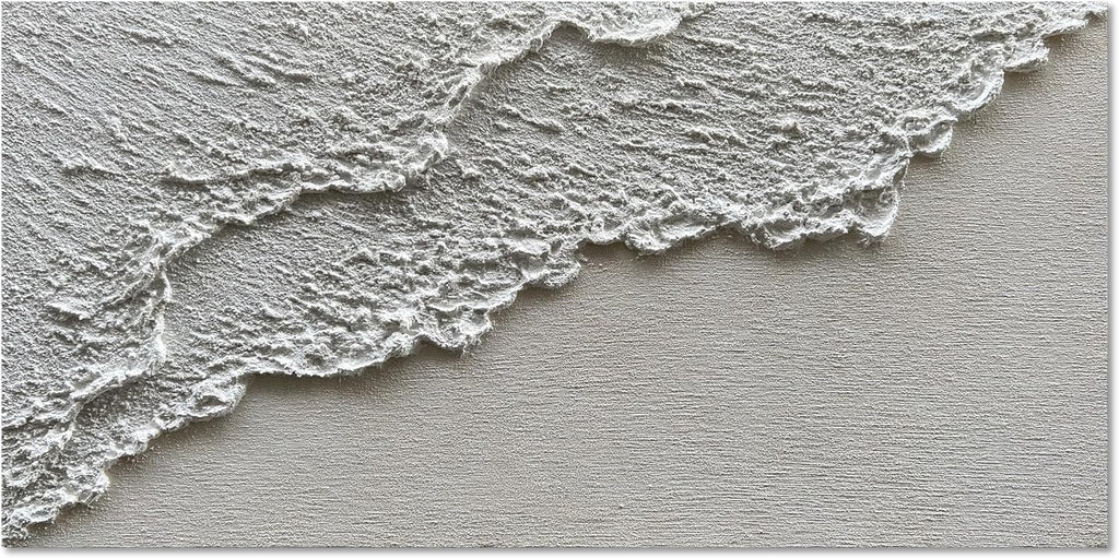 Hand Painted White Art Oil Painting Waves Abstract Canvas Painter House Wall Art Deco 24x48 inches