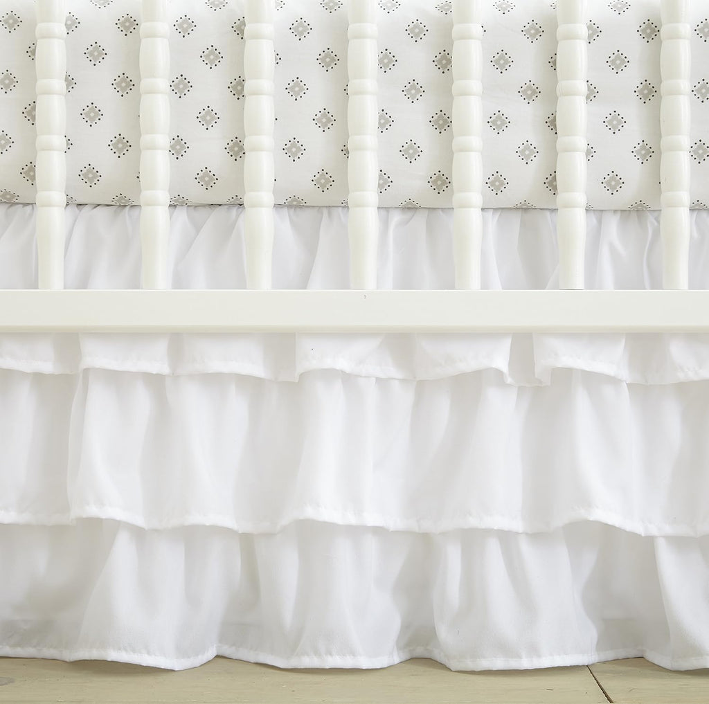 Levtex Baby - Willow Crib Bed Set - Baby Nursery Set - White - Soft Rosette Pintuck - 5 Piece Set Includes Quilt, Fitted Sheet, Diaper Stacker, Wall Decal & Crib Skirt/Dust Ruffle