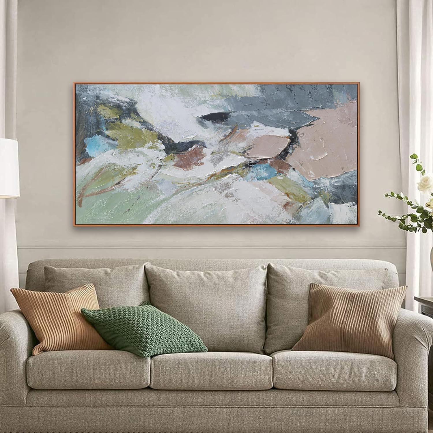 Abstract Wall Art Framed Ready To Hang Home Decor Artwork Wall Art Colorful Wall Decor Prints Canvas Painting For Living Room Bedroom Office Apartment Decoration 24'X48'