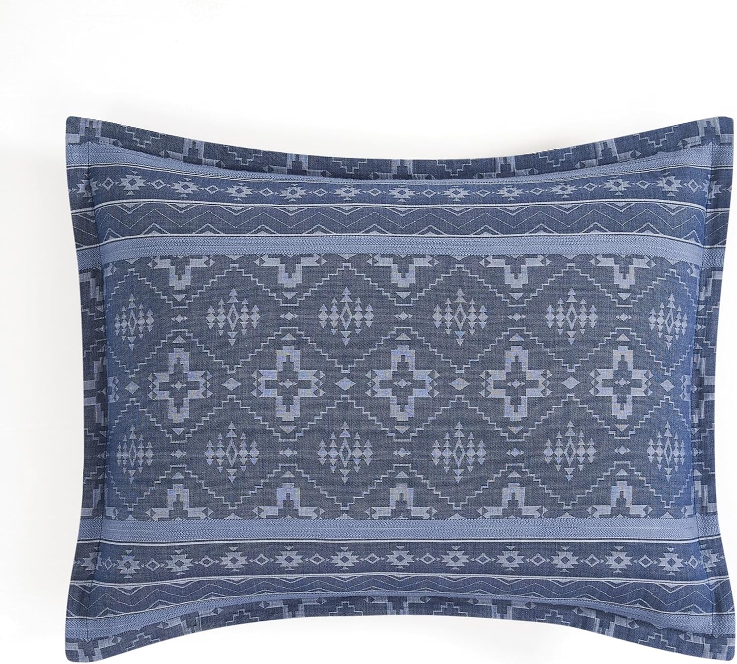 Pendleton 100% Cotton King Comforter Set – 3 Piece Comforter Set with 2 Pillow Shams, Blue Comforter with Geometric Design, Soft & Skin-Friendly Bedding Set (Four Corners) (King)