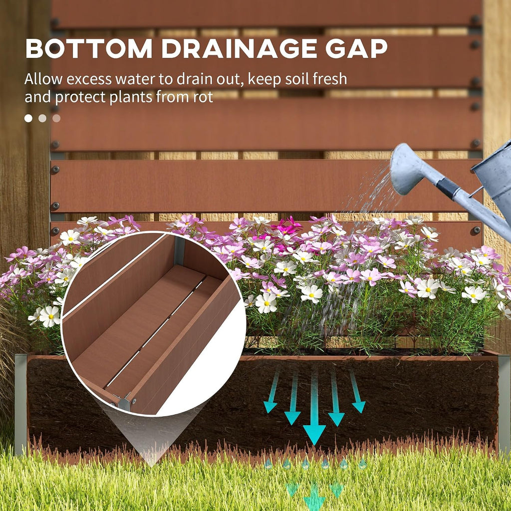 Outsunny Raised Garden Bed with Trellis for Climbing Plants, Planter Box with Self Draining Gap, Freestanding Trellis Planter for Outdoor, Patio, Deck, 35.75' x 15' x 70.75', Light Brown