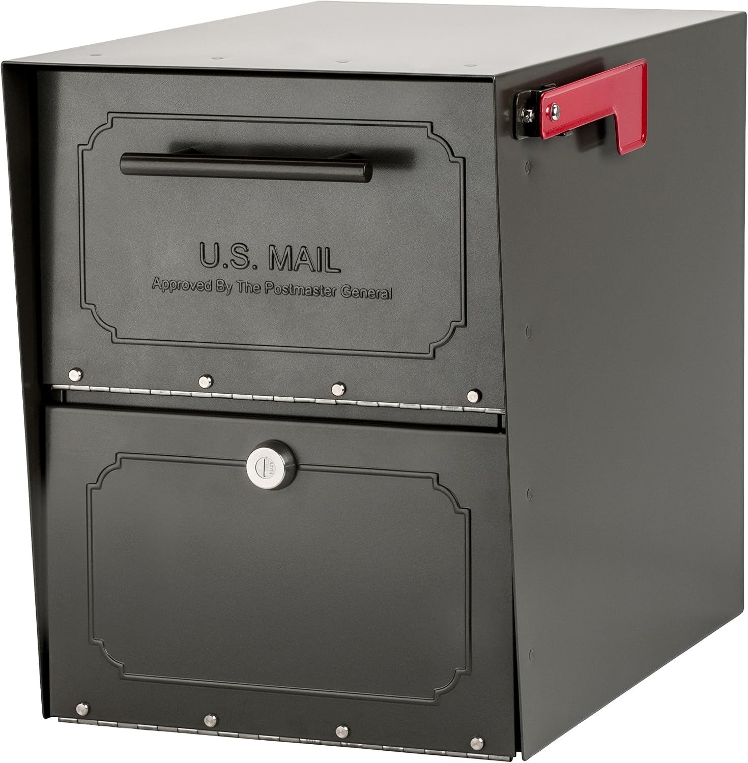 Architectural Mailboxes 6200Z-10 Oasis Classic Locking Post Mount Mailbox, 18' D x 11.5' W x 14' H,Graphite Bronze & Mail Boss 7121, Black In-Ground Mounting Post, 43 x 4 x 4 inches