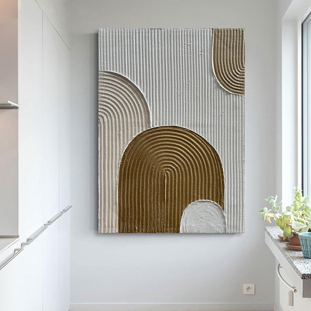 Abstract Oil Painting, 40x28 Inches, Brown and White, Textured, Hand Painted, Wall Mounted, Living Room, Bedroom, Kitchen, Office Decor