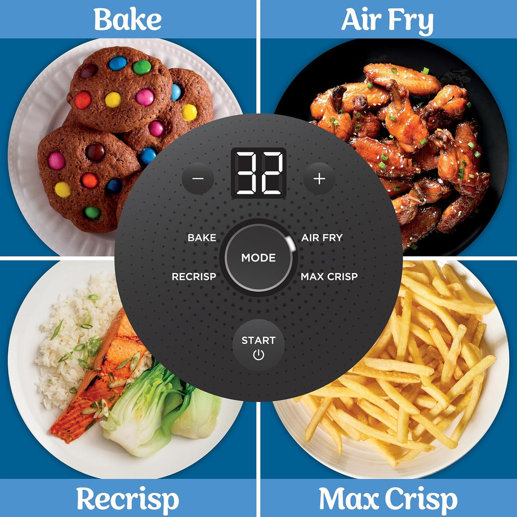 Ninja Crispi 4-in-1 Glass Air Fryer | 450°F | Non-Toxic | 4QT & 6-Cup Glass Containers w/Lids | Microwave, Freezer, Dishwasher Safe | Max Crisp, Air Fry, Bake, Recrisp | Electric Cobalt | FN101BL2