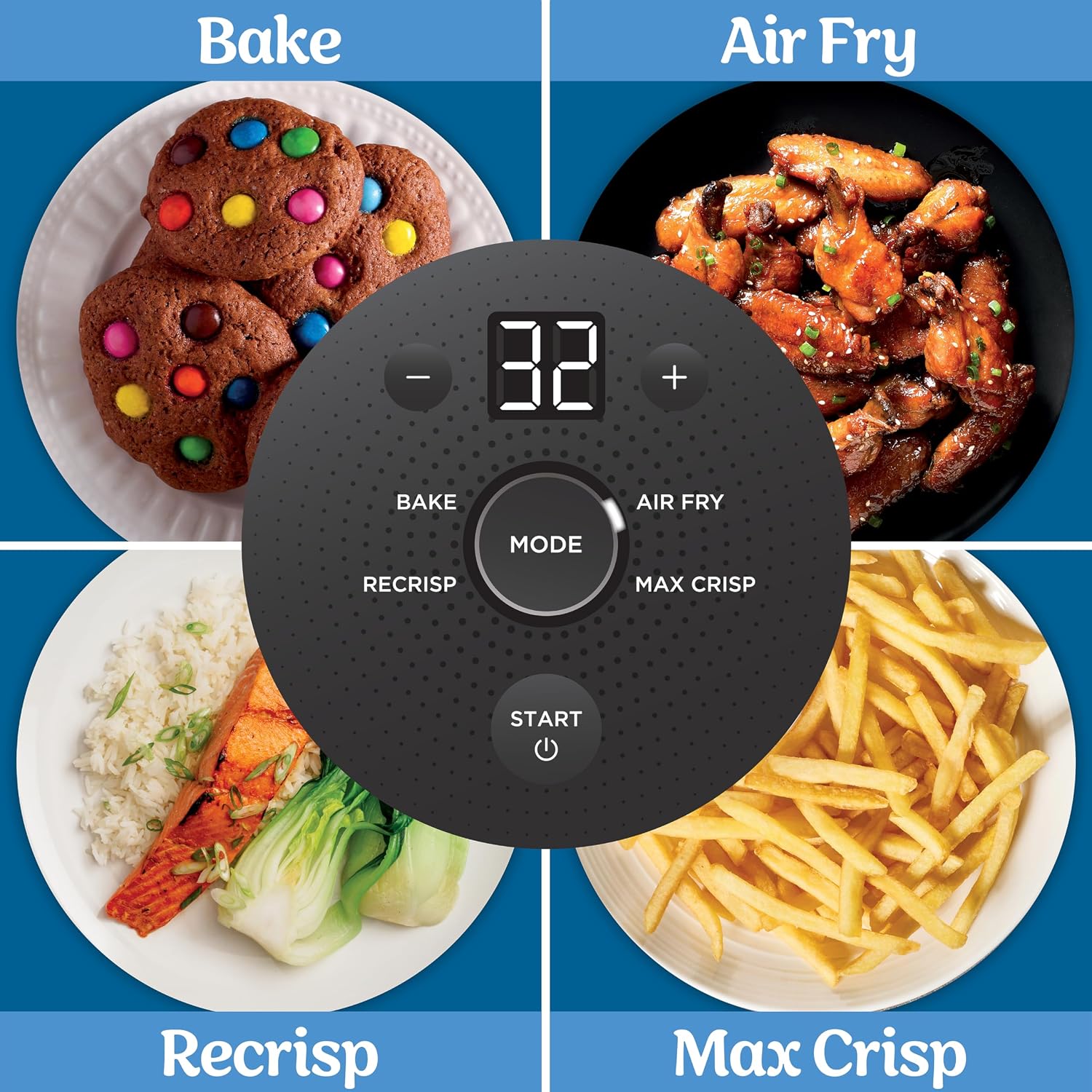 Ninja Crispi 4-in-1 Glass Air Fryer | 450°F | Non-Toxic | 4QT & 6-Cup Glass Containers w/Lids | Microwave, Freezer, Dishwasher Safe | Max Crisp, Air Fry, Bake, Recrisp | Electric Cobalt | FN101BL2