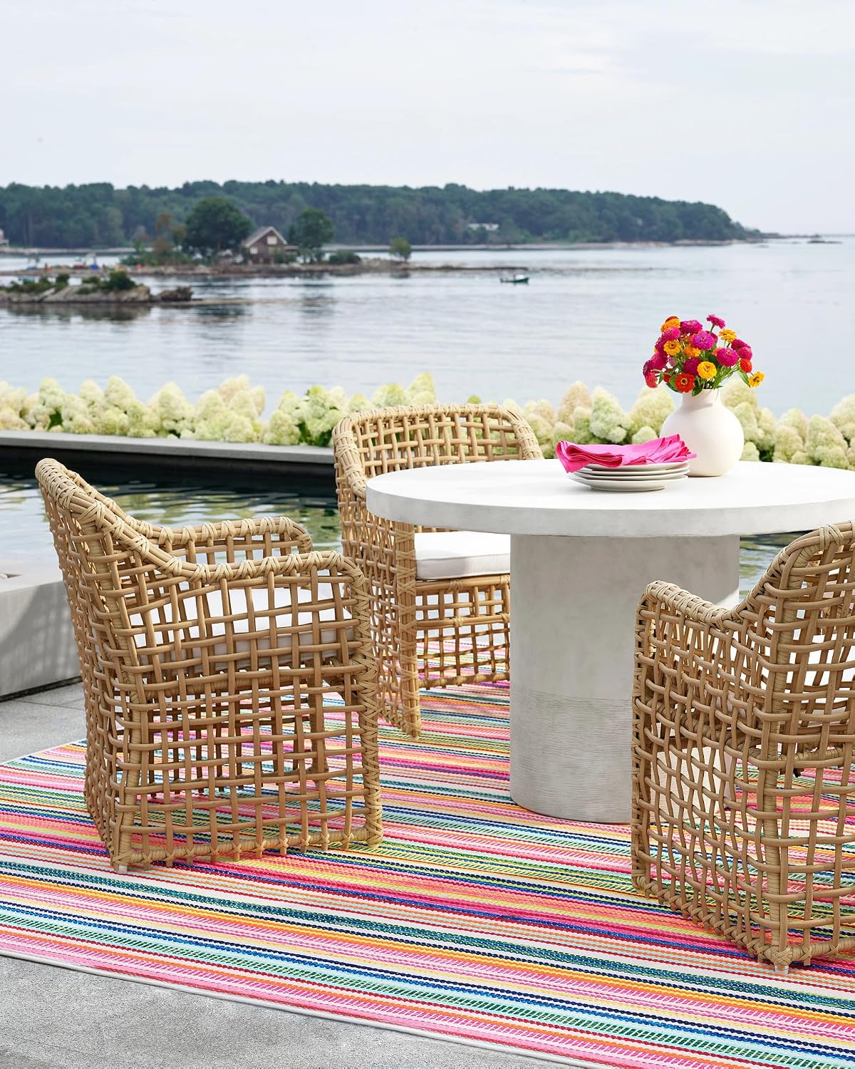 Dash & Albert Bright Stripe Handwoven Indoor/Outdoor Rug, 8.5 X 11.5 Feet, Multicolored Stripe Pattern