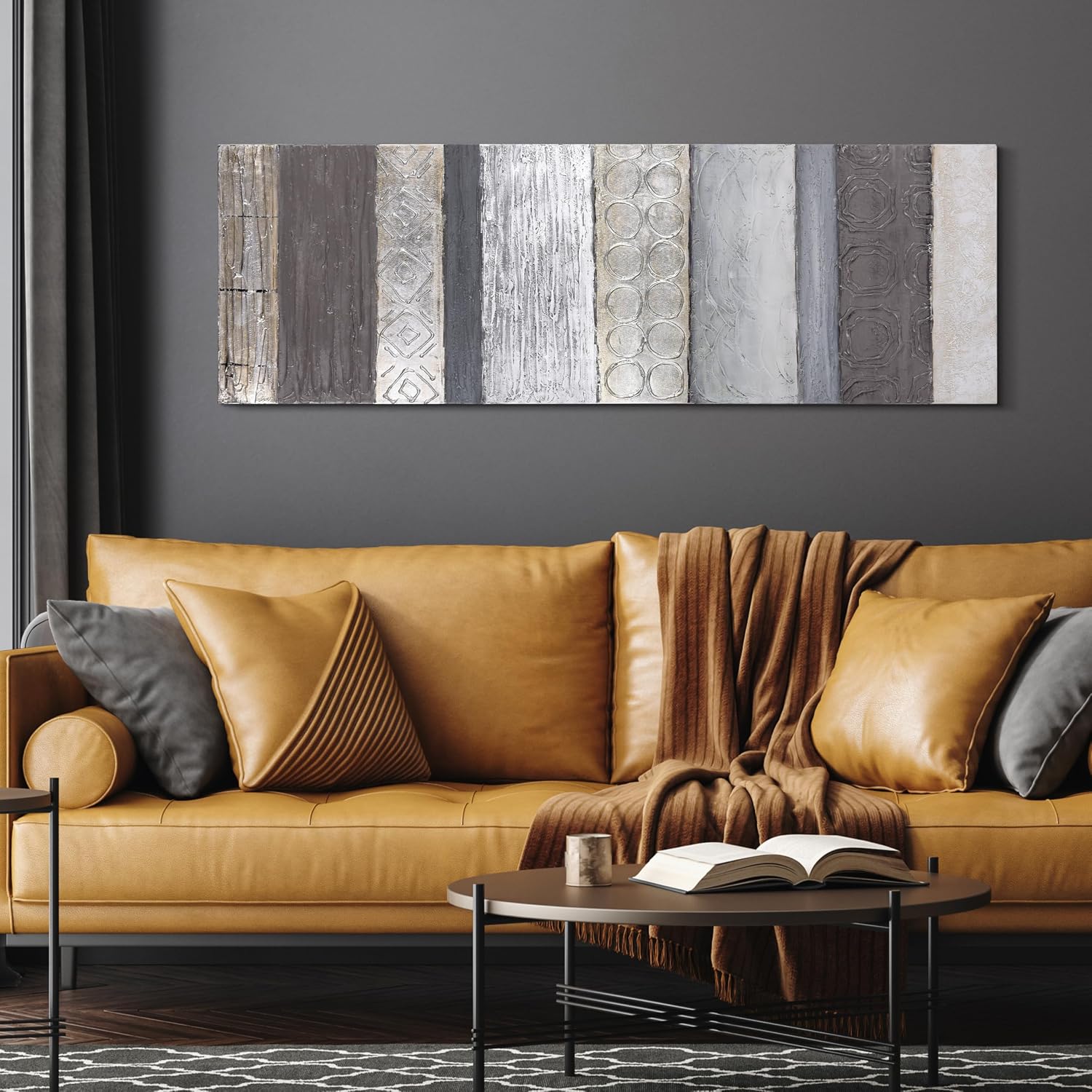 Empire Art Direct Abstract Wall Art Textured Hand Painted Canvas Wall Art, Designed by Martin Edwards, Unframed, 60' x 20', Fluid, Ready to Hang, Living Room, Bedroom