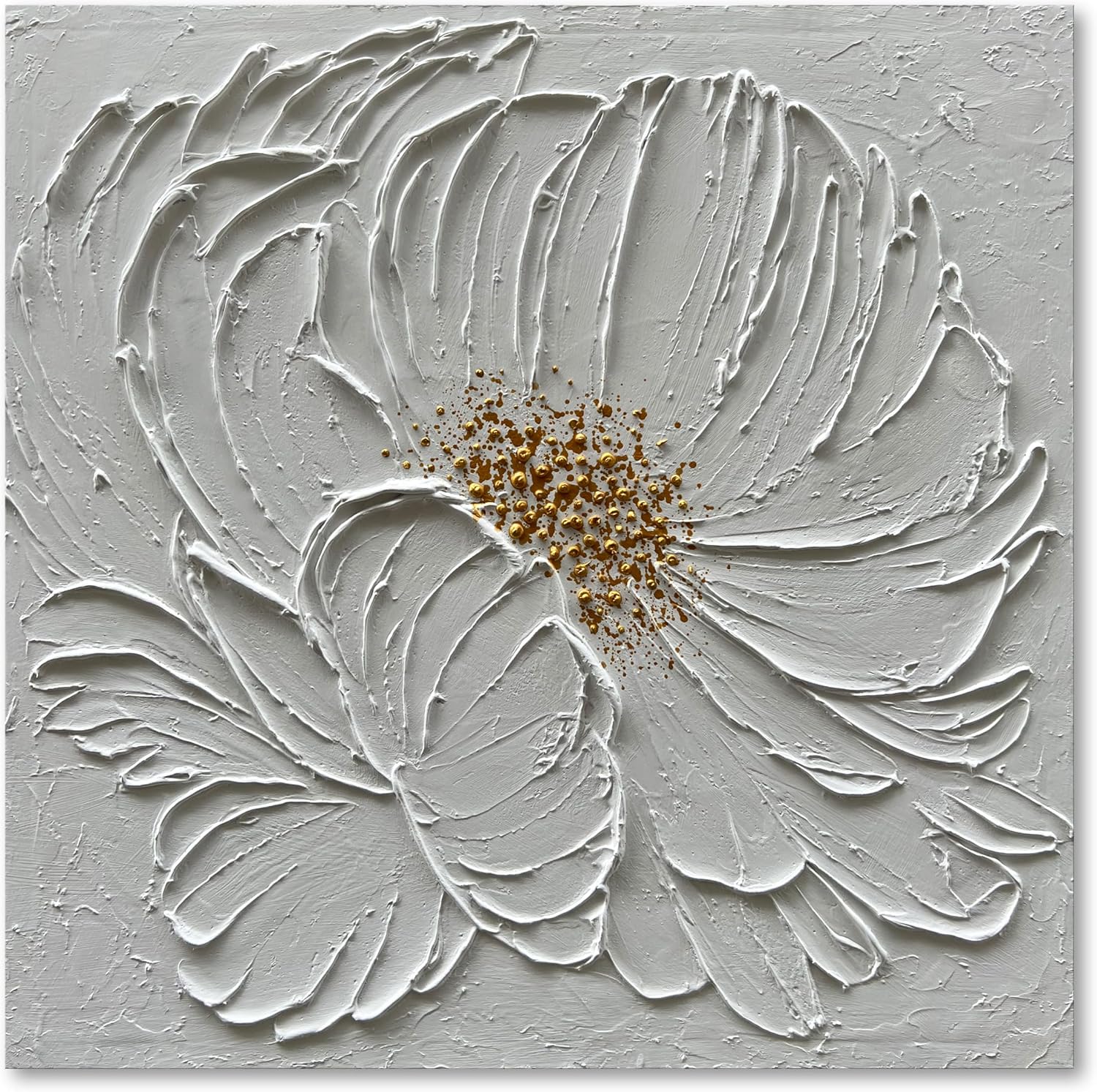 36x36 Inch White Flower Texture Art Hand Painted Abstract Home Wall Decorative Art