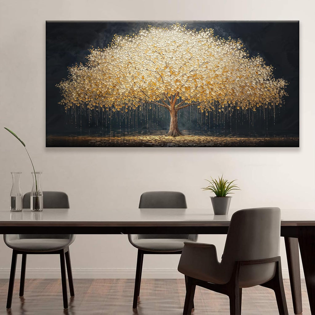 Tsomzxng Large Wall Art Gold Tree Of Life Artwork Prints Canvas Art Wall Decor Painting Prints Gold Tree Large Abstract Wall Decor Picture For Living Room Bedroom Home Office Artwork 35'X 70'