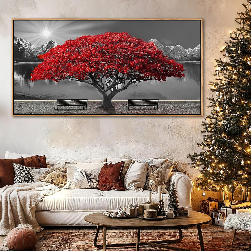 Large Framed Wall Art for Living Room Large Mangrove Landscape Modern Art for Wall Decor Living Room, Bedroom, Office, Home Wall Decor 24x48 inches(With Soild Wood Dark Framed)