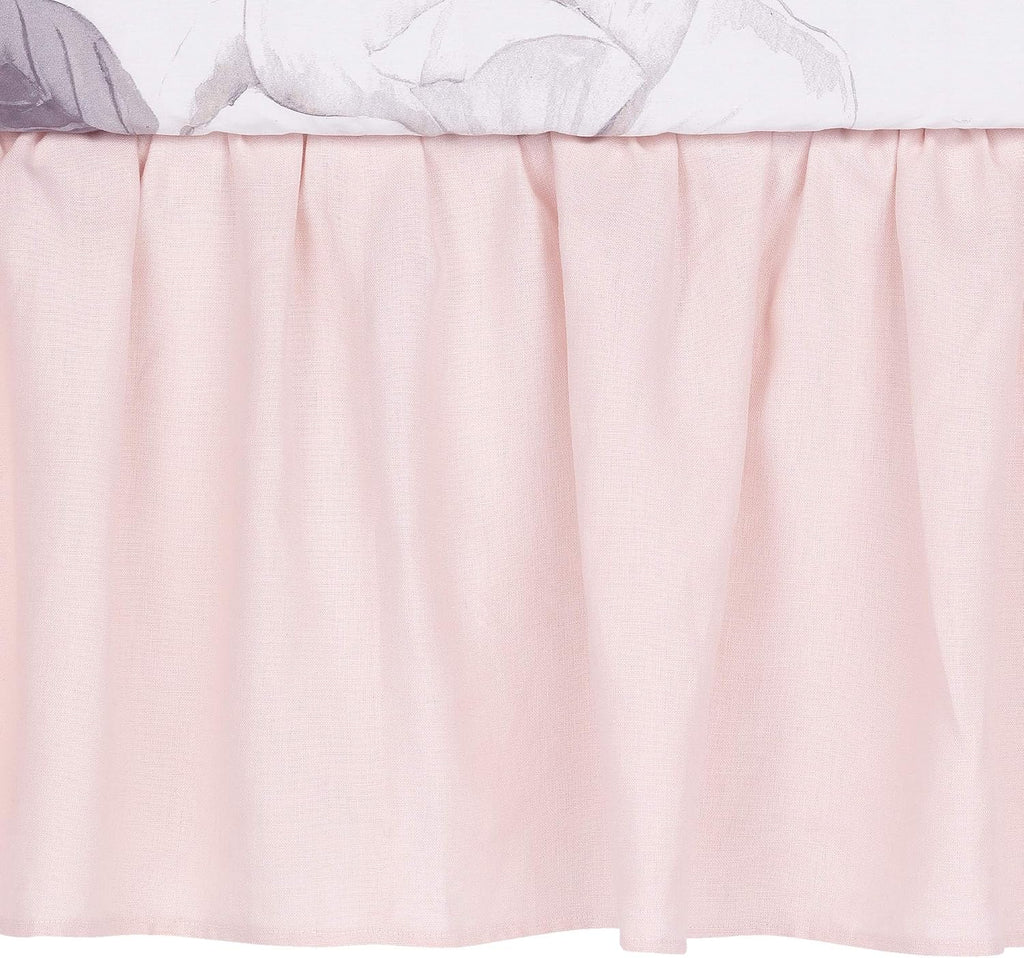 Lambs & Ivy Floral Garden Watercolor/Pink Linen 5-Piece Baby Crib Bedding Set