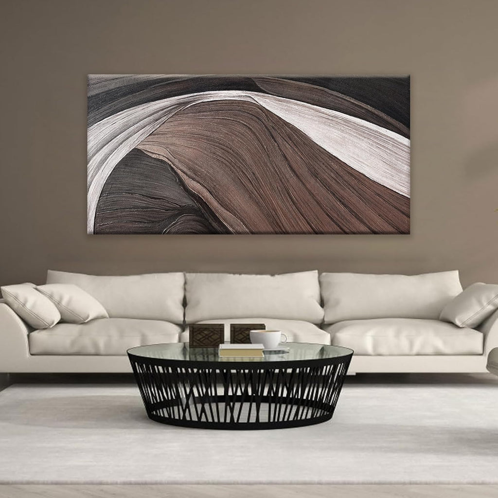 TAIJXAGSG Large Abstract Wall Art For Living Room Pints Black And White Canvas Art Wall Decor Prints Picture Painting Brown Maximalist Decor Artwork For Bedroom Modern Home Wall Decor 29x58 In