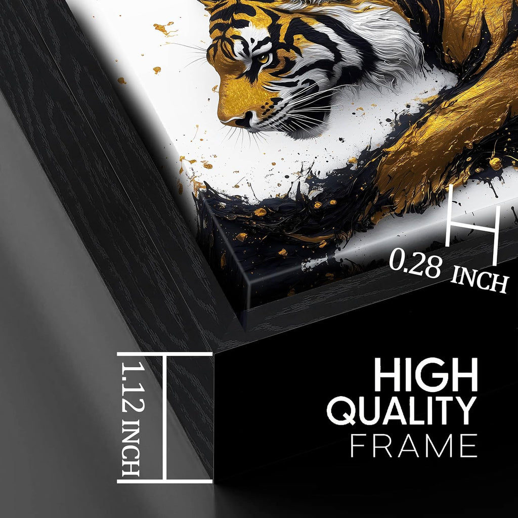 Tiger Painting Wall Art for Living Room - Animal Canvas Wall Art for Office - Black Framed Wall Art for Bedroom Size 24' x 48'