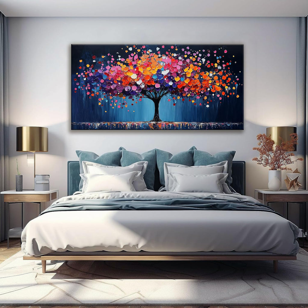 Canvas Art Wall Decor Abstract Tree Large Wall Art For Living Room Modern Abstract Wall Decor Prints Pictures Colorful Tree Of Life Wall Art Picture For Bedroom Hotel Office Home Decoration 29 X 58 Inch