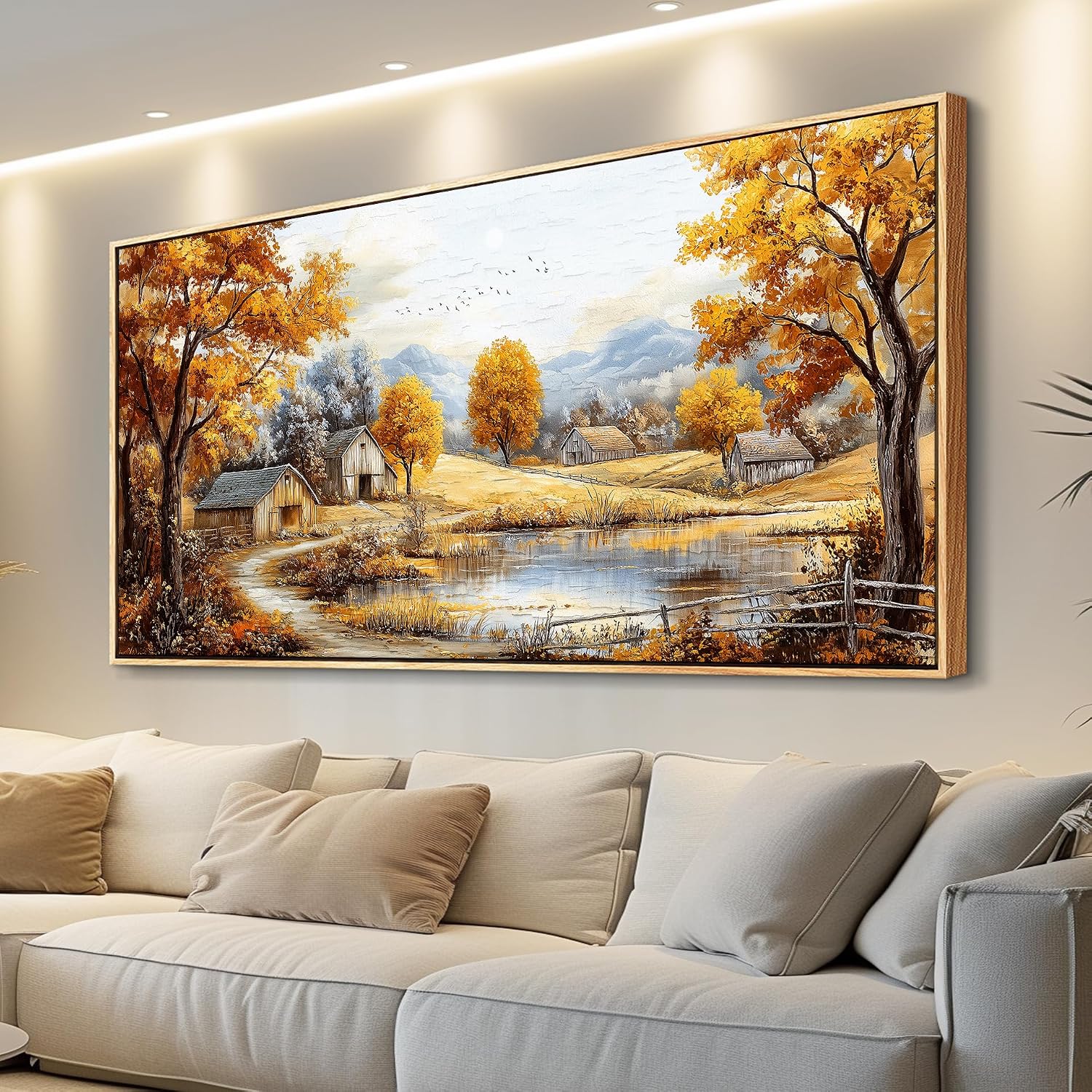Wood Farmed Canvas Wall Art For Living Room Large Wall Decor For Office Bedroom Decorations Autumn Forest Landscape Pictures Farmhouse Painting Artwork Room Wall Mural Aesthetic Home Decor 30x60 In