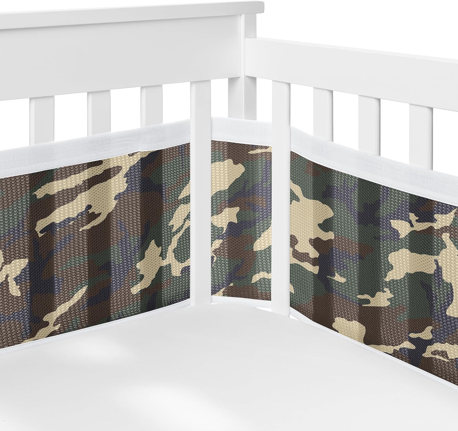 Sweet Jojo Designs 6-Piece Baby Crib Bedding Set (Woodland Camo Deer) for Boys, Infants/Nursery incl. BreathableBaby Mesh Liner Blanket, Fitted Sheet, Skirt, Diaper Stacker (Rustic, Forest Animal)