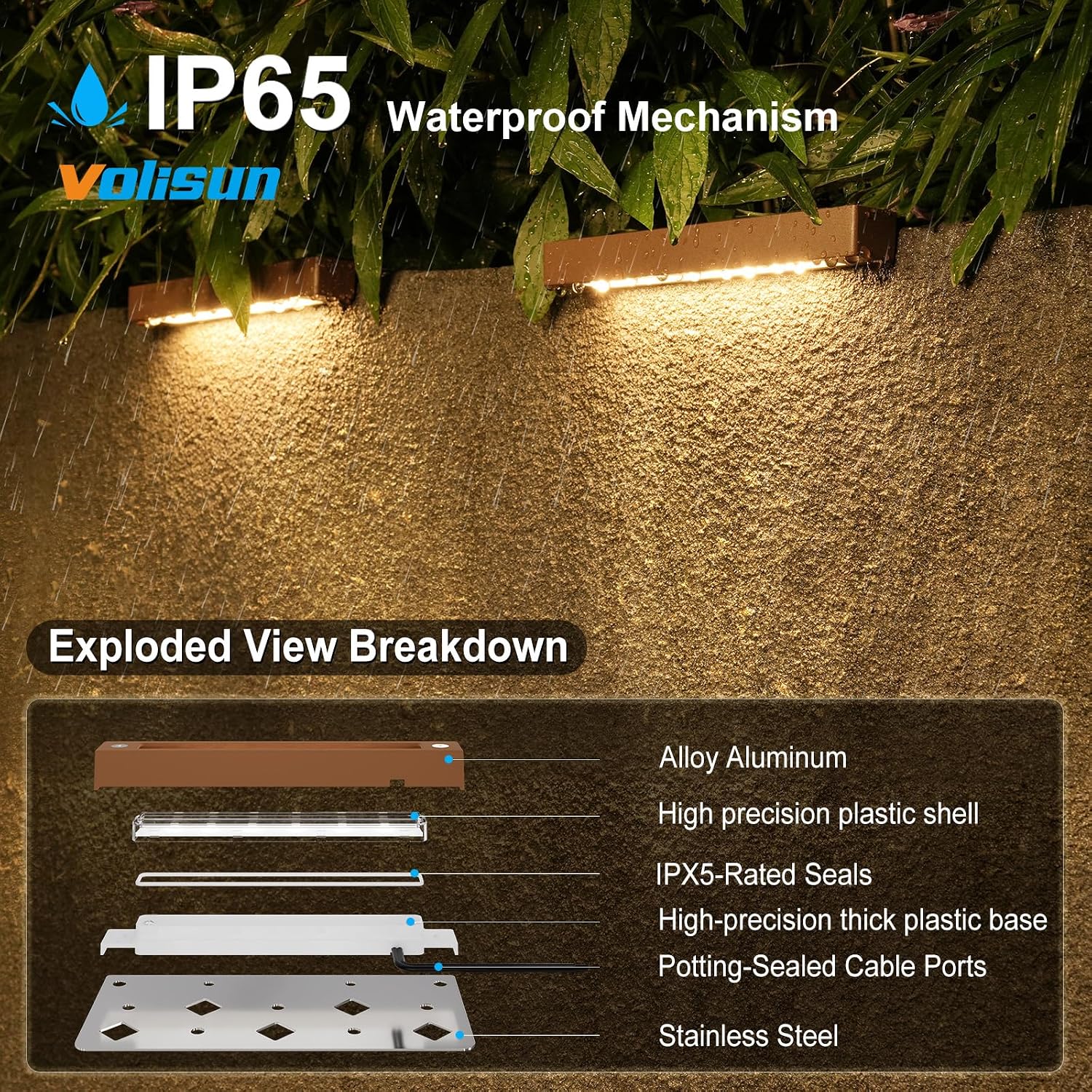 VOLISUN 12 Pack 7 Inch Retaining Wall Lights, Waterproof LED Hardscape Lighting, Cuttable Low Voltage Landscape Lighting, 12V Paver Lights, 3W Outdoor Step Lights, 2700K Soft White, ETL