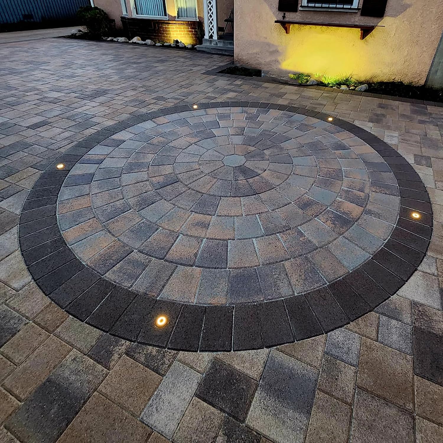 LUMENGY LED In-Ground Paver and Deck Light with Patented Ring Light Effect, 1W, 12V Low Voltage, IP67 Waterproof, for Decks, Driveways, Patios, Steps and Paver Surfaces, Stainless Steel Finish, 6-Pack
