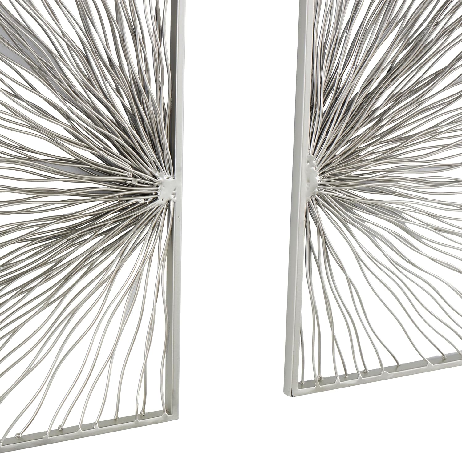 Deco 79 Metal Sunburst Home Wall Decor Coiled Ribbon Wall Sculpture, Set of 2 Wall Art 22'W, 30'H, Silver