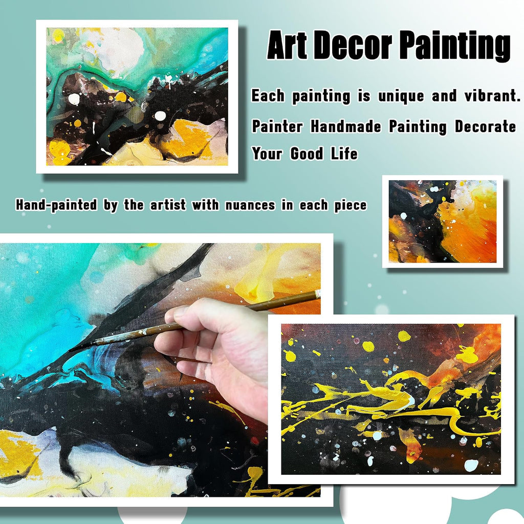 JKWALL77 Abstract Hand Painted Wall Art For Living Room Huge Canvas Wall Decor For Office Modern Painting Wall Art For Bedroom Size 36 x 72 Inch