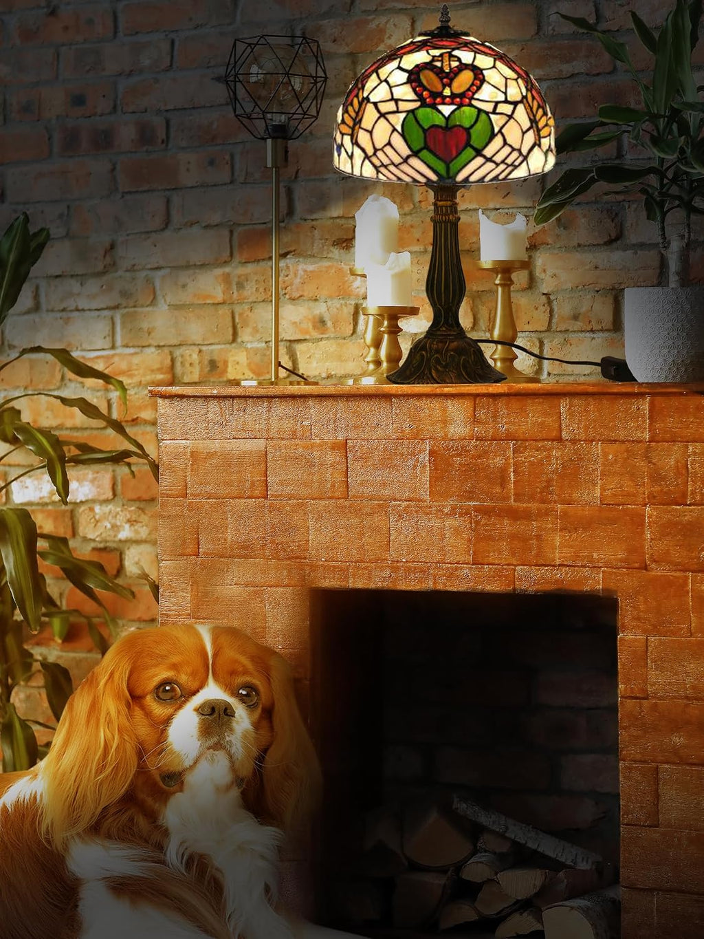 KY&BOSAM Tiffany Table Lamps Irish Gold Crown Celtic Light Stained Glass Art Style Desk Lamp19 Inche Tall 12 Inche Wide Lamp Shade1 Bulb Antique Zinc Base Living Room Bedroom St Patrick's Day Decor