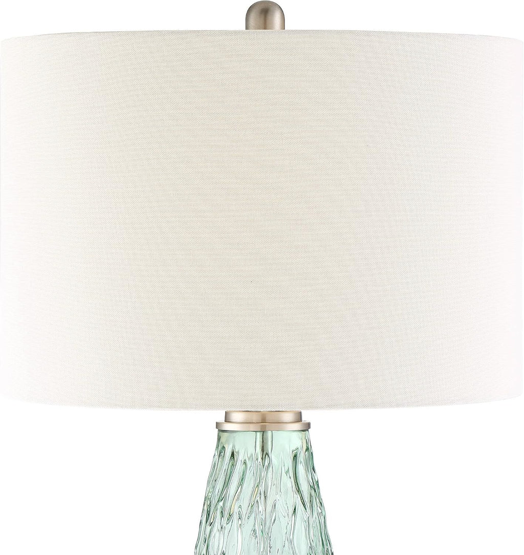360 Lighting Julia 26 3/8' Tall Modern Coastal Table Lamps Set of 2 Seafoam Green Glass Living Room Bedroom Bedside Nightstand House Office Home Reading Kitchen Entryway Off-White Shade