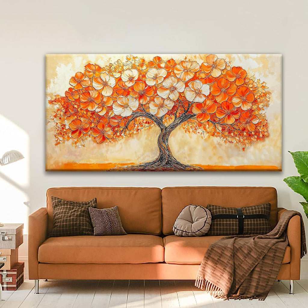 Suconvng Canvas Art Wall Decor Orange Tree Large Wall Art For Living Room Picture Modern Landscape Abstract Artwork Painting Home Wall Decor Bedroom Home Office Prints Artwork 29' X 58'