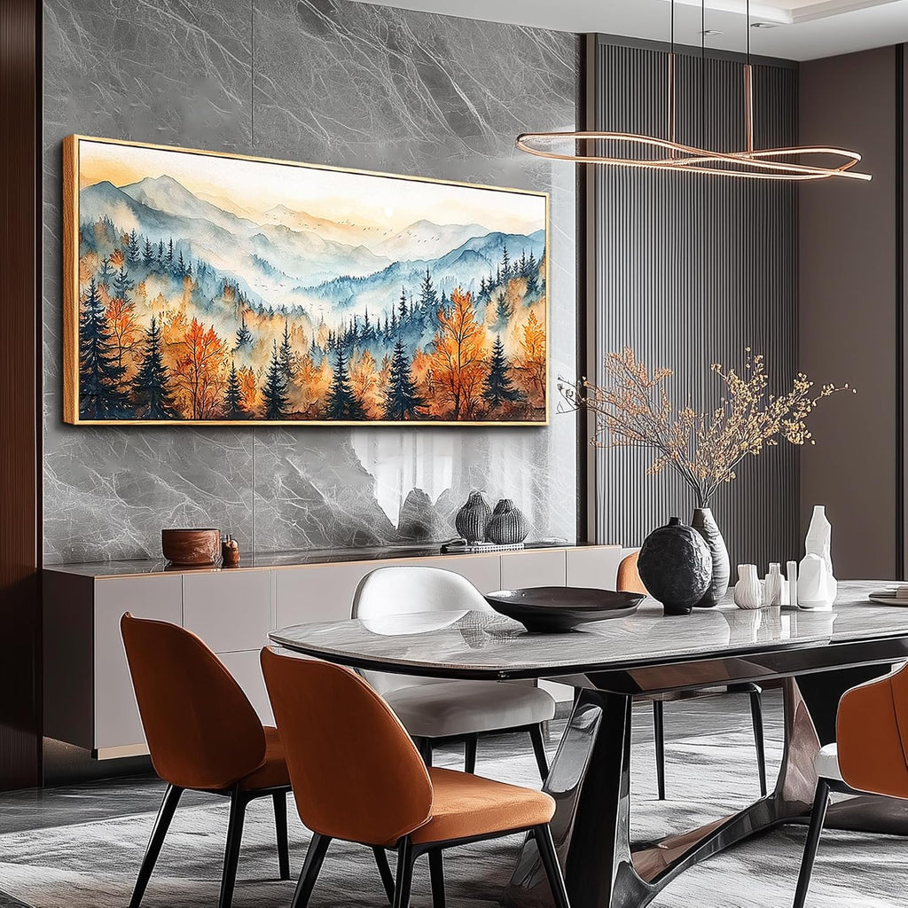 KELIYUAN Large Canvas Abstract Mountain Forest ainting Wall Decor For Living Room Wall Art For Bedroom Office Farmhouse Murals Restaurant Printed Artworks Modern Home Decor Wood Framed 32x72 In