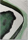Slyart Large Nordic Green and White Abstract Vertical Wall Art Green 3D Texture Painting Green White Painting Modern Living Room Oil Paintings Minimalist Art