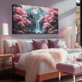 Natural Landscape Pictures for Living Room Mountain Waterfall Pink Tree Wall Decoration,Large Wall Art for Office Ready to Hang 29 x 58 Inch