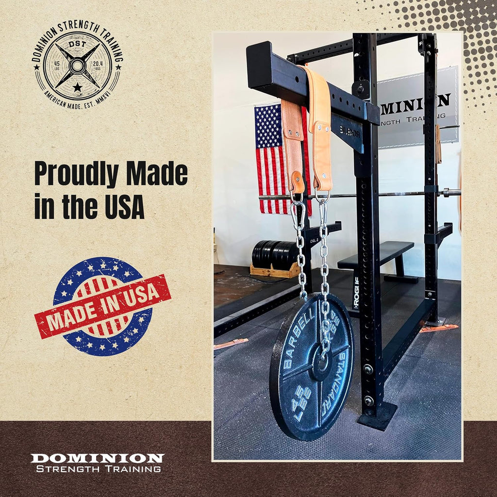 Heavy-Duty Leather Dip Belt with Steel Chain - Ultimate Accessory for Weighted Pullups, Dips, and Progressive Overload
