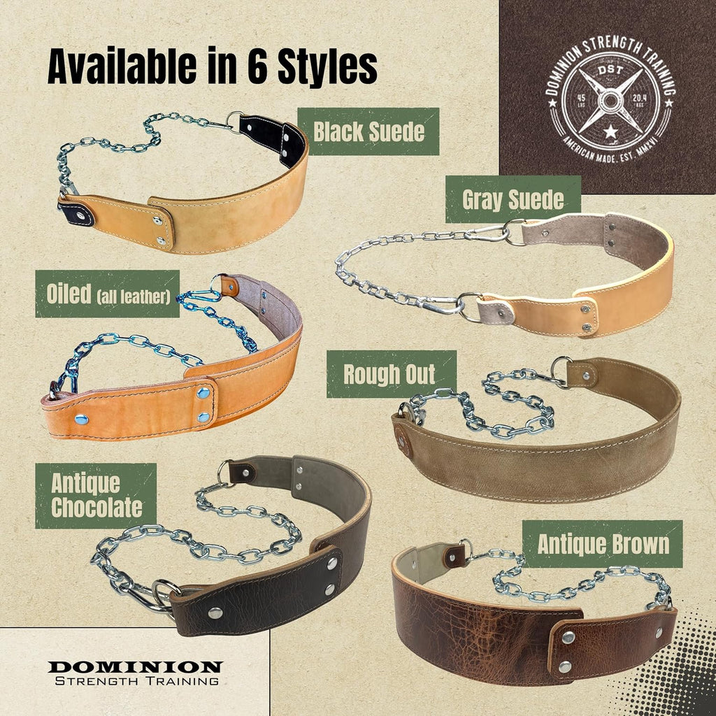 Heavy-Duty Leather Dip Belt with Steel Chain - Ultimate Accessory for Weighted Pullups, Dips, and Progressive Overload